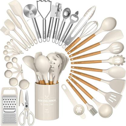 Food Grade Thickened Silicone (Stainless Steel Core) Kitchen Gadgets Tools Set - Kitchen Cooking Utensils Set, Heat Resistant Kitchen Spatula Tools Set1