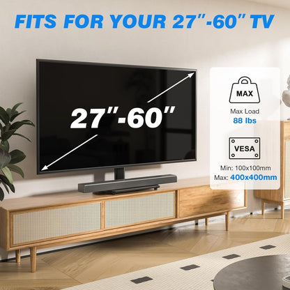 Universal Swivel TV Stand for 27-50 55 60 Inch Tvs | Height Adjustable Tabletop TV Stand Holds up to 88 Lbs, Pedestal TV Stand with Tempered Glass Base, Replacement TV Mount2