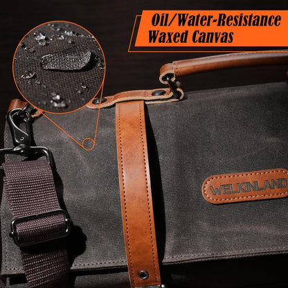 13-Pocket Knife Roll, Heavy-Duty Canvas Leather Knife Roll Bag4