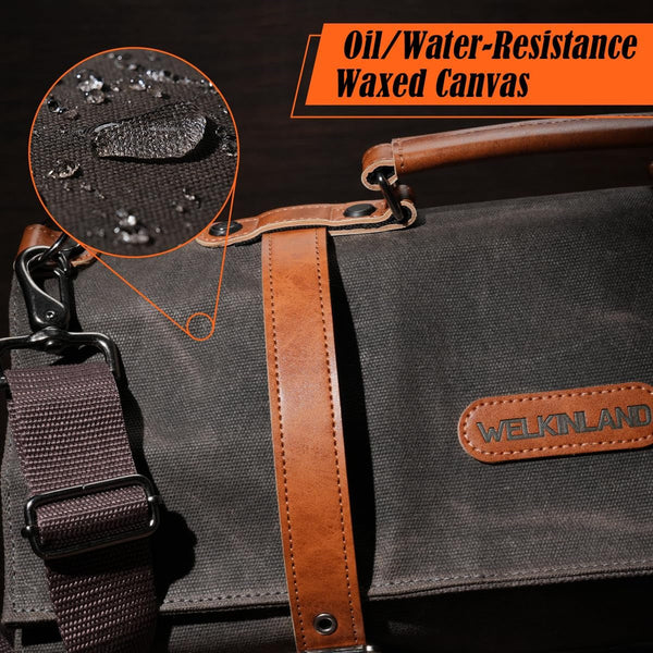 13-Pocket Knife Roll, Heavy-Duty Canvas Leather Knife Roll Bag4