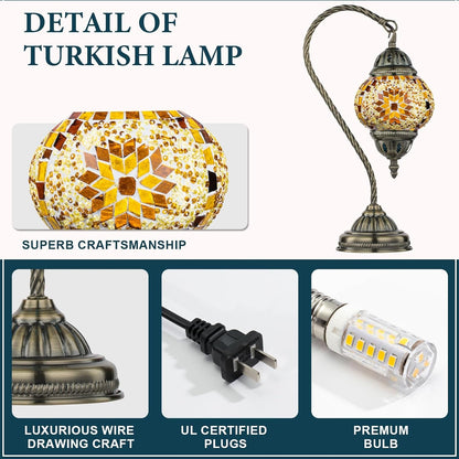 Turkish Mosaic Lamp Stained Glass Table Lamp with Tiffany Style4