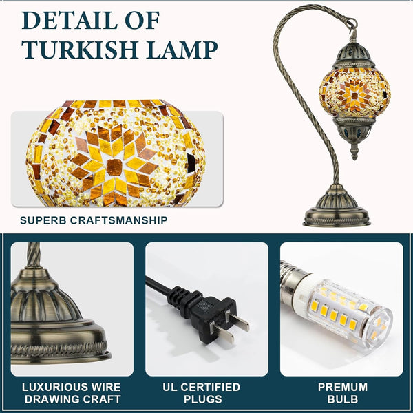 Turkish Mosaic Lamp Stained Glass Table Lamp with Tiffany Style4