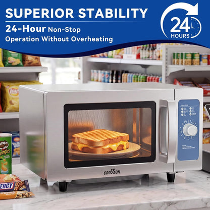 Commercial Microwave Oven Countertop with Dial Controls,0.9Cu Ft,Stainless Steel,6 Cooking Presets,1000W with 5 Power Levels,Easy to Clean for Restaurants|Office|Home Kitchen8