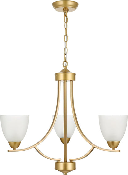 3 Light Retro Gold Finish Chandeliers with Alabaster Glass Shade,Rustic Lighting Fixtures Ceiling Hanging Modern Pendant Lights for Dining Room Foyer Living Room1