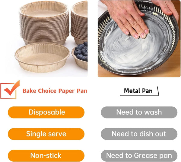 50Pcs Paper Mini Tart Pans, 4 Inch Mini Pie Tins, Disposable | Non-Stick, Unbleached, Mini Quiche Pans,Oven Safe, Microwave Safe, Freezer Safe, Shallow Bakeware Cups4