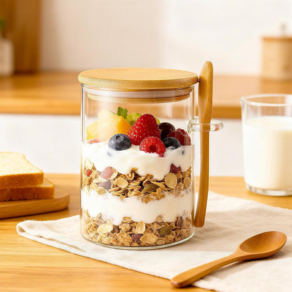Overnight Oats Containers with Lids and Spoons, 2Pack Glass Jars with Bamboo Lids, Leak-Proof Overnight Oats Jars for Cereal, Yogurt, Chia Pudding8