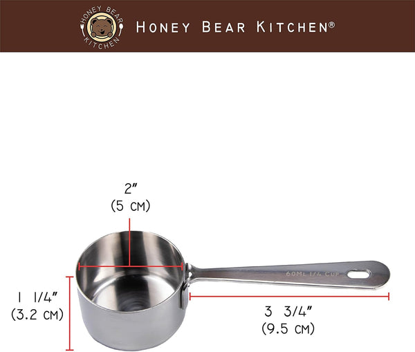 1/4 Cup 60 Ml Leave-In Measuring Scoop Cups V2, Polished Stainless Steel (Set of 2)4