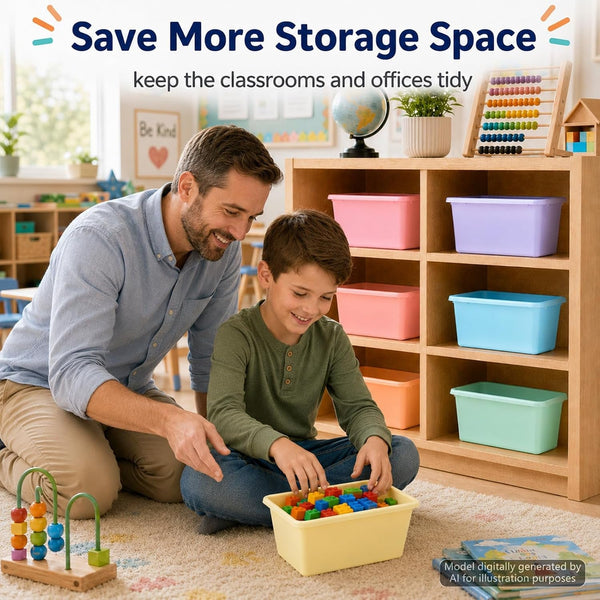 24 Pack Plastic Cubby Storage Bins Crew Toy Stackable Bin Classroom Plastic Cubby Bins Stackable Storage Containers Classroom Book Bin for Student Teacher School Office Home(Pastel)5