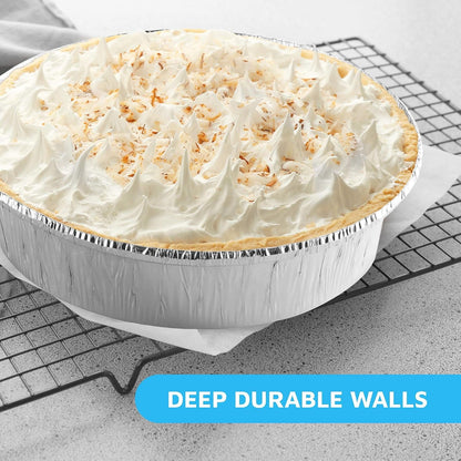9” round Aluminum Foil Pans with Clear Lids | Disposable Containers with Straight Walls for Storing, Baking, Meal Prep & Reheating | Freezer & Oven Safe, Recyclable | 40 Pack of Tins2