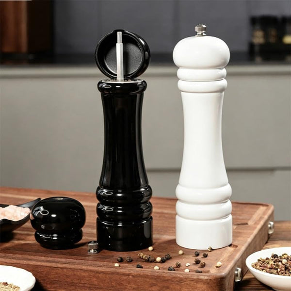 Glossy Pepper Grinder, Adjustable Manual Spice Mill with Ceramic Core for Peppercorns and Sea Salt, Black & White Optional5