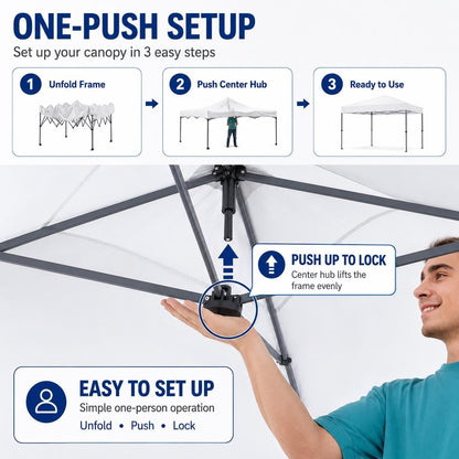Yaheetech 10X10 Pop up Canopy Tent 1-Button One Person Quick Setup, White | Portable Easy Set-Up Commercial Gazebo Equipped with Wheeled Bag & 4 Sandbags, Fit for Home Party and Outdoor Events2