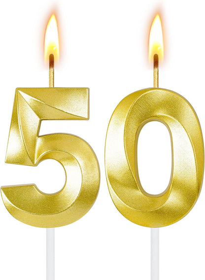 50Th Birthday Decorations for Women and Men, Gold Number 50 Candle1