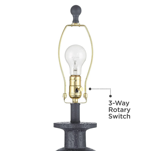 Glenwood 28" Tall 3-Way Table Lamps Set of 2 Charcoal Gray Farmhouse Rustic | Country Cottage Living Room Bedroom Bedside Nightstand House Office Home Reading Kitchen Entryway White Shade5