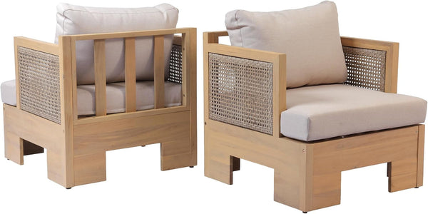 Mason 4 Piece Patio Furniture Set with 3-Seater Sofa, Club Chairs and Coffee Table, 5 Seater Outdoor Acacia Wood Conversation Set, Patio Sofa Set, Light Teak+Light Brown+Beige26
