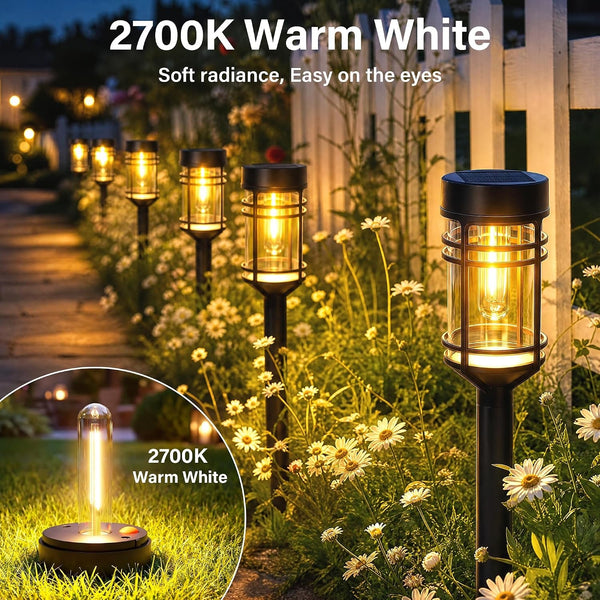 Solar Pathway Lights Outdoor 8 Packs, Solar Garden Lights IP65 Waterproof, LED Solar Powered Path Light Auto On/Off, Landscape Lighting for Yard Walkway Driveway Porch outside Decor2