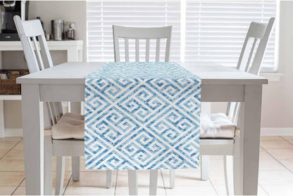 Table Runner Water Themed Greek Key Pattern,Cotton Linen Table Runner Decoration for Kitchen Family Dinner Table Holiday Party Farmhouse Style 13 X 72 Inch3