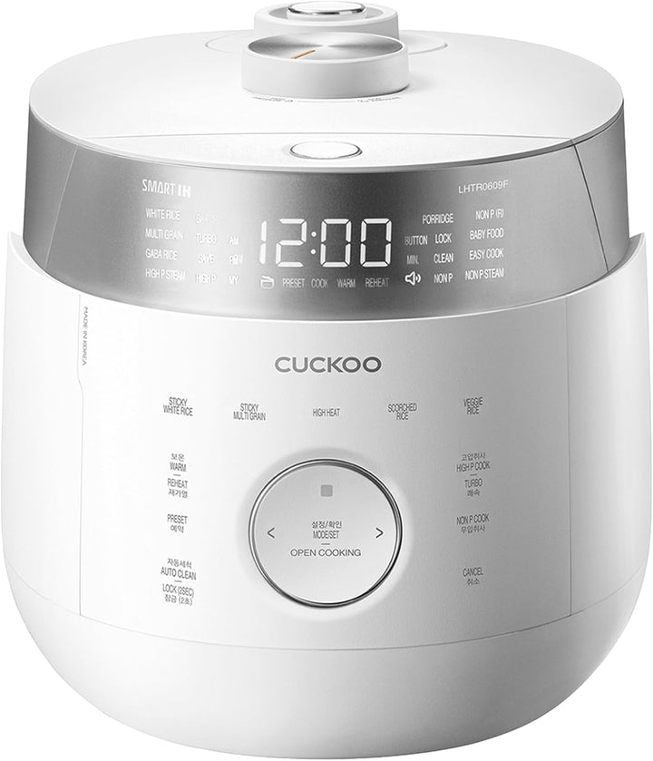 CUCKOO Twin Pressure Induction Rice Cooker, 12-Cup Cooked, CRP-LHTR0609FW | 6-Cup Uncooked Capacity, Nonstick Inner Pot, 21 Menus, Turbo Rice in 12-19 Minutes, Auto Clean, Voice Guide, Made in Korea