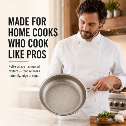 Titanium Pans for Cooking, 12" Frying Pan with Lid, Coating Free | PFAS/PFOA/PTFE Free Cookware, Uncoated Hammered Titanium Pan, Nonstick Skillet, Full-Wall Titanium, Oven & Induction Safe9