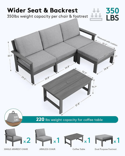 HDPE Outdoor Sectional with Ottoman & Coffee Table2