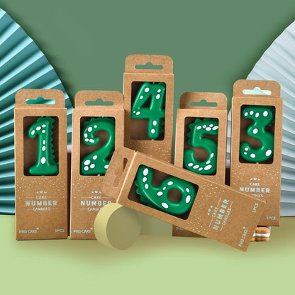 2.76 Inch Green Dinosaur 3 Number Birthday Candles, Dinosaur Number Candles, Cake Number Candles, Party Celebration5