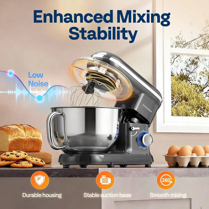 Stand Mixer, 6-Quart Tilt-Head Kitchen Mixer with Bowl, Gray | 10 Speeds, Dough Hook, Beater, Whisk, Splash Guard, Egg Separator, for Cake & Bread3