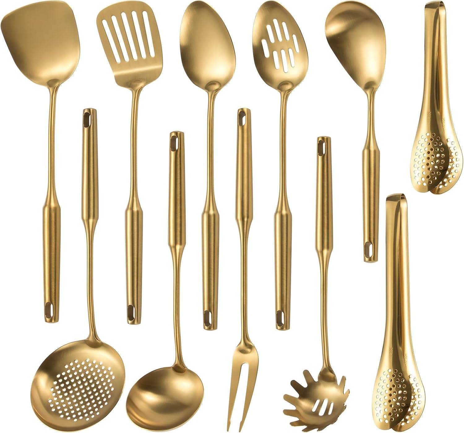 304-stainlss-steel-matte-kitchen-utensils-set-11-pcs-long-metal-cooking-utensil-gadgets-tools-set-with-spatula-spoon-ladle-skimmer-tunner-pasta-server-tongsgold-dishwasher-safe