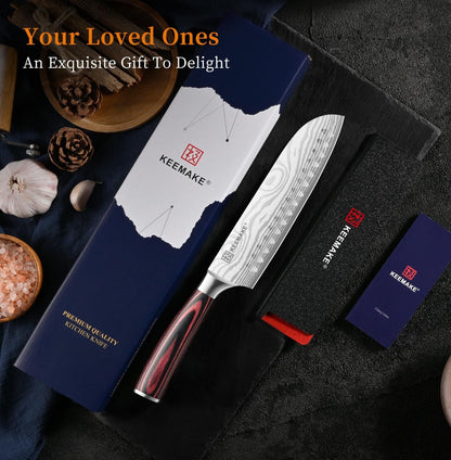 7" Santoku Knife, Razor Sharp Chef Knife with Ergonomic Handle7