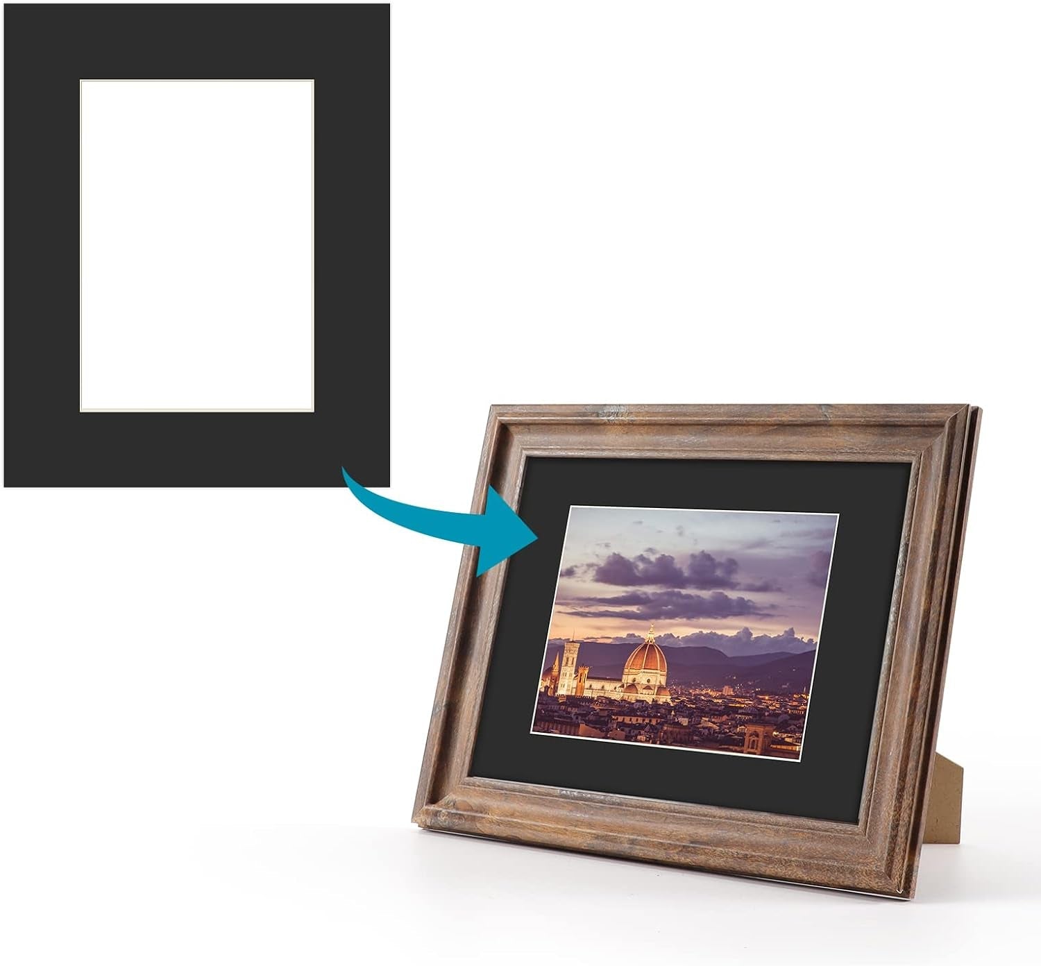 8x10-black-picture-mats-with-white-core-bevel-cut-frame-mattes-for-5x7-pictures-pack-of-12