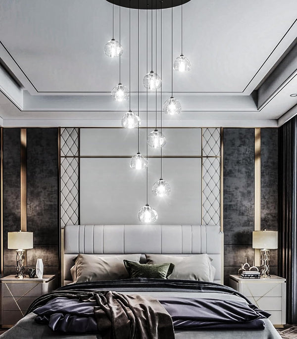 LED Chandeliers for Dining Room Adjust High Ceiling Chandelier Light Fixtures Entrance LED Dimmable Ceiling Pendant Drops Light Remote Lights for Living Room Stairwell 2700K 6000K7