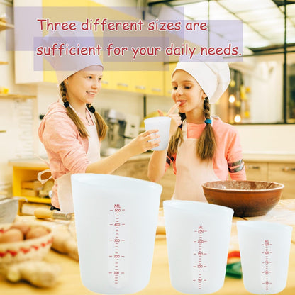 3 PCS Silicone Flexible Measuring Cups,2 Cup&1 Cup&1/2 Cup4
