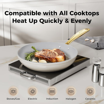 Ceramic Nonstick Frying Pan, 10 Inch Frying Pans Skillet, Non Stick Egg Pans with Cool Touch PVD Handle for Induction, Dishwasher & Oven Safe, PTFE & PFOA Free, Non Toxic for Healthy Cooking3