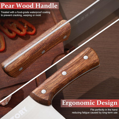 Meat Cleaver, Chinese Chefs Kitchen Knife, Bone Chopper, Full Tang Butcher Chopping Knife with Hanging Hole, Wooden Handle, German Steel, for Home and Resturant4