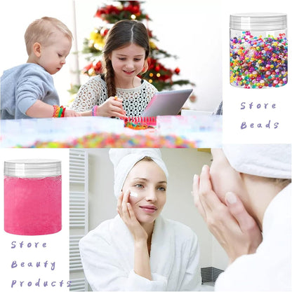 20 Pack 4Oz Clear Plastic Jars with Lids,115Ml Wide-Mouth Refillable Storage Containers,Empty round Containers for Candy,Beads,Lotion,Slime Making and Food Storage6