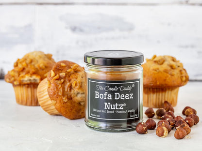 Bofa Deez Nutz- Funny- Banana Nut Bread N Hazelnut Vanilla- Scented Candle- Double Pour- 6 Ounce- 40 Hour Burn Time5