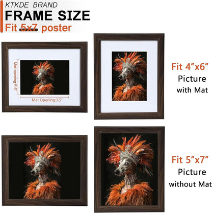 5X7 Picture Frame, Photo Frame Walnut with Real Glass for Picture 4X6 Photo with Mat or 5X7 Photo without Mat, Composite Wood Picture Frames for Table Top and Wall Best Gift3