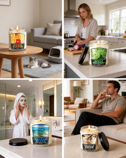 4 Pack Odor Eliminating Candle Set - 36 Oz Non Toxic Soy Candle6