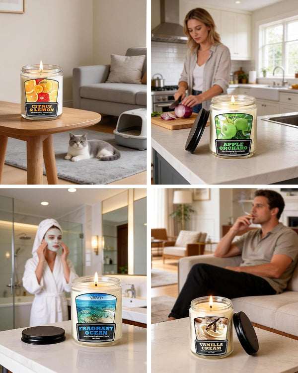 4 Pack Odor Eliminating Candle Set - 36 Oz Non Toxic Soy Candle6