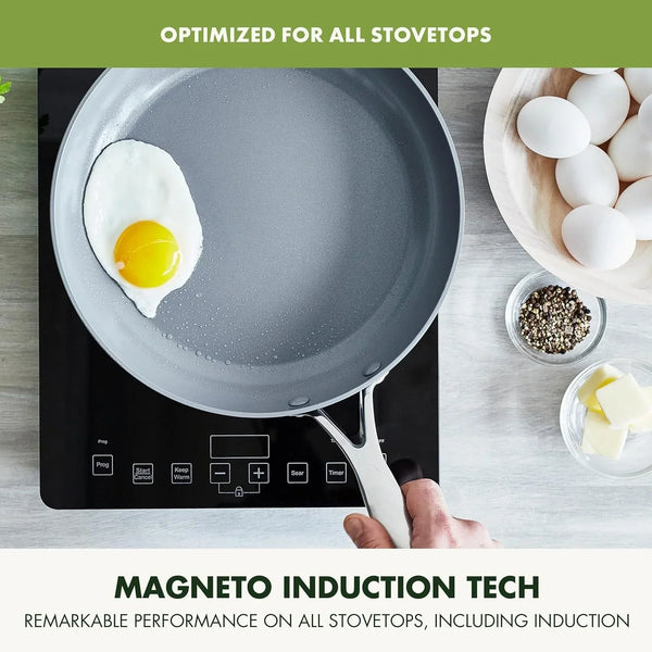 Valencia Pro 8" Ceramic Nonstick Frying Pan Skillet, Hard Anodized | Pfas-Free Nonstick, Induction Ready, Compatible with All Stovetops, Eggs & Omelets, Dishwasher Safe, Oven Safe up to 600F6