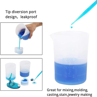 250Ml Silicone Measuring Cups, 4 PCS Large Nonstick Reusable Silicone Mixing Cups Durable Easy Clean for Epoxy Resin, Casting Molds, Stain Jewelry Making, Waxing, DIY, Art, Craft4