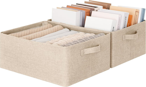 Storage Basket for Shelves, Storage Bins, Light Taupe, 2-Pack1