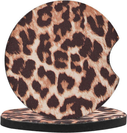4 Pack Car Coasters, 2.75Inch Leopard Print Cup Holder Coasters for Car, Neoprene Cup Pad Mat Coaster for Cup Holders for Women3