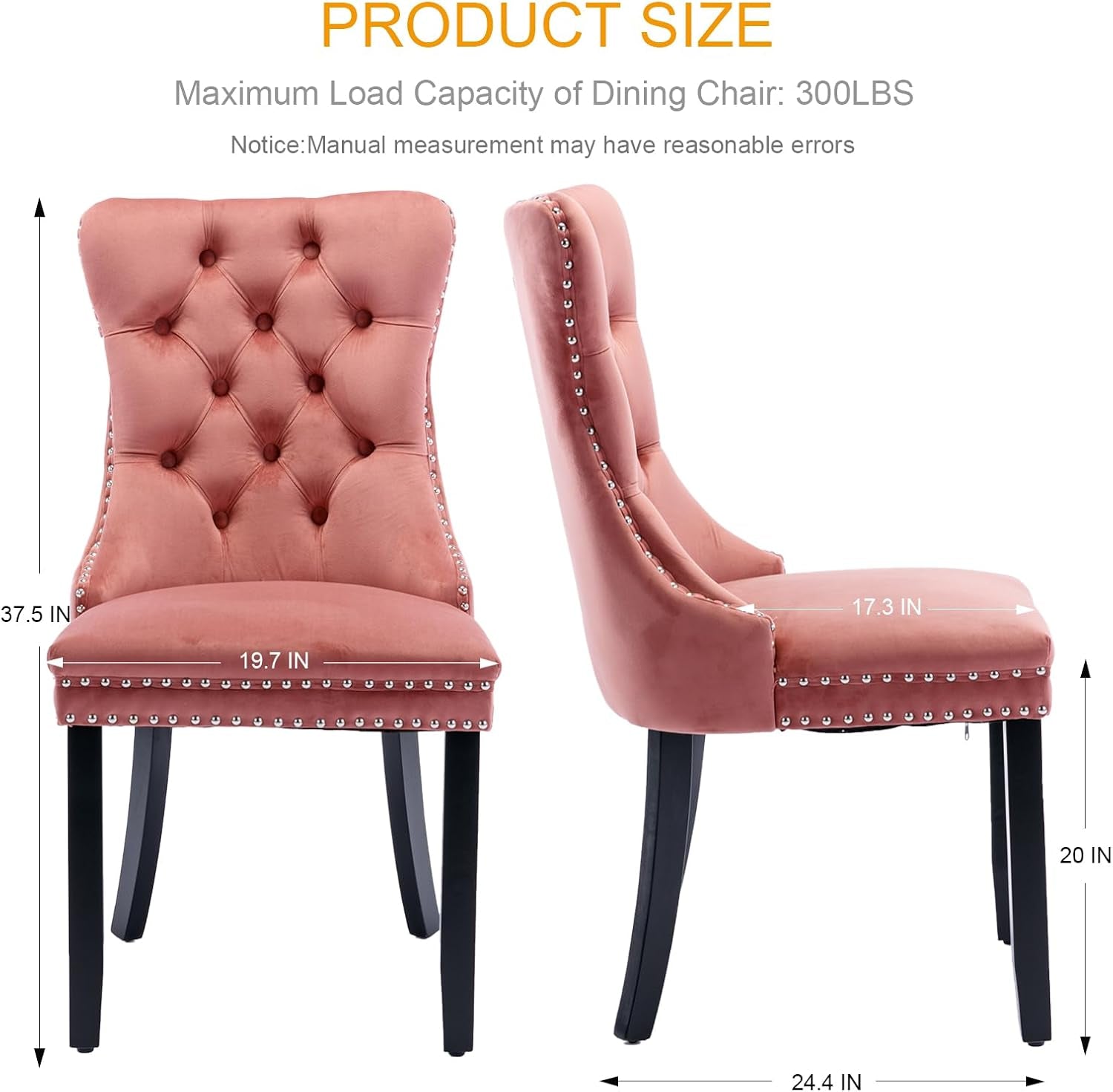 pink-velvet-dining-chairs-set-of-6-tufted-back-with-ring-pull-nailhead-trim-padded-seat-and-back-solid-wood-legs-armless-design-modern-style-dining-room-kitchen-or-restaurant