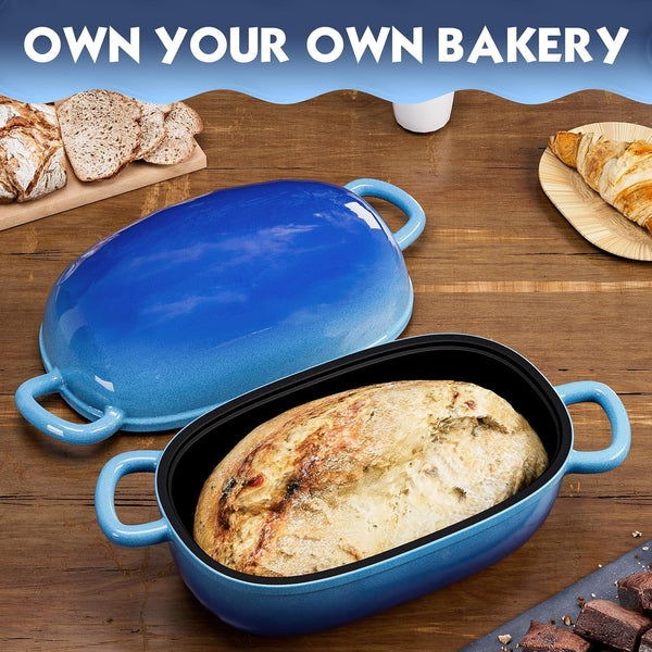 Dutch Oven 9X6 Inch, 2.5QT Cast Iron Bread Pans for Bread Baking | Loaf Pan with Lid, Loop Handles, for Homemade Breadmaking, Induction Cooktop, Oven Safe, Cooking Stews & Meats6