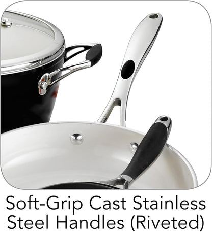 Ceramica Deluxe 8-Pc Pots and Pans Set with Lids | Ceramic Non Stick Cookware Kitchen Set, Oven-Safe, Metallic Black6