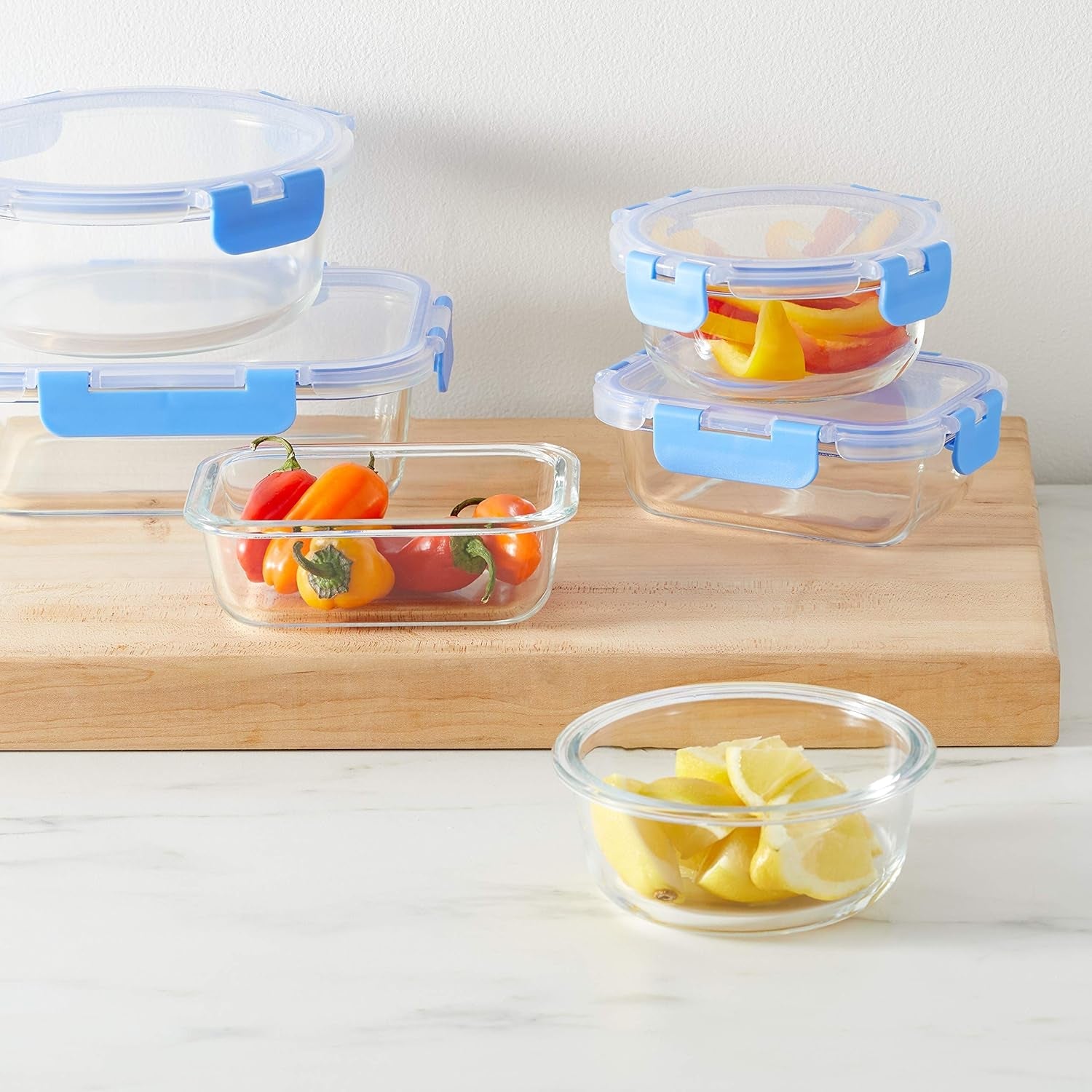 glass-food-storage-containers-leak-proof-oven-safe-easy-to-clean-stain-resistant-set-of-7-14-pieces-including-lids-bpa-free-clear-with-blue-silicone-ring