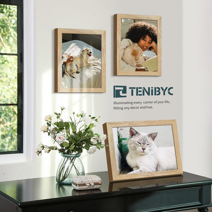 8.5 by 11 Picture Frame, Natural Wood, 4 Pack, Glass, for Photo7