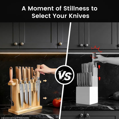 2026 Upgrade Japanese Kitchen Knife Set with Torii-Style Block | 14-Pieces Knife Set for Kitchen, German DIN1.4116 Steel, Ergonomic Handle, Sharp Edge, Magnetic Knife Holder, Ideal Gift7