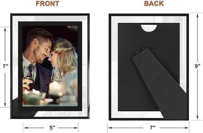 5X7 Picture Frames Set of 2, Black Glass Photo Frame, Only for Tabletop Display, Gift Picture Frame, Horizontally or Vertically (5X7, Black)5