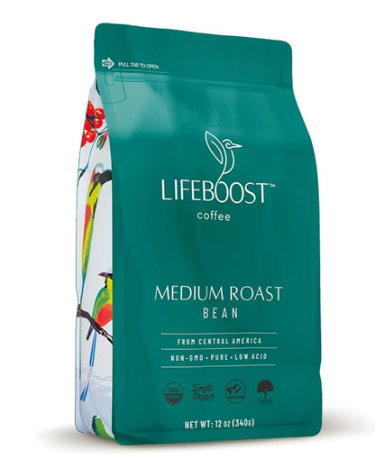 Organic Coffee Beans Medium Roast - Low Acid Single Origin Non-Gmo Organic Whole Bean Coffee - Third Party Tested for Mycotoxins & Pesticides - 12 Ounces1