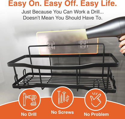Shower Caddy Bathroom Shelves, the Athena Silken 4 Set, 40LB Capacity, Adhesive Tape No Drill - Rustproof -Gorgeous Powder Coated 304 Stainless Steel Shower Organizer for Kitchen & Home Decor - Black9